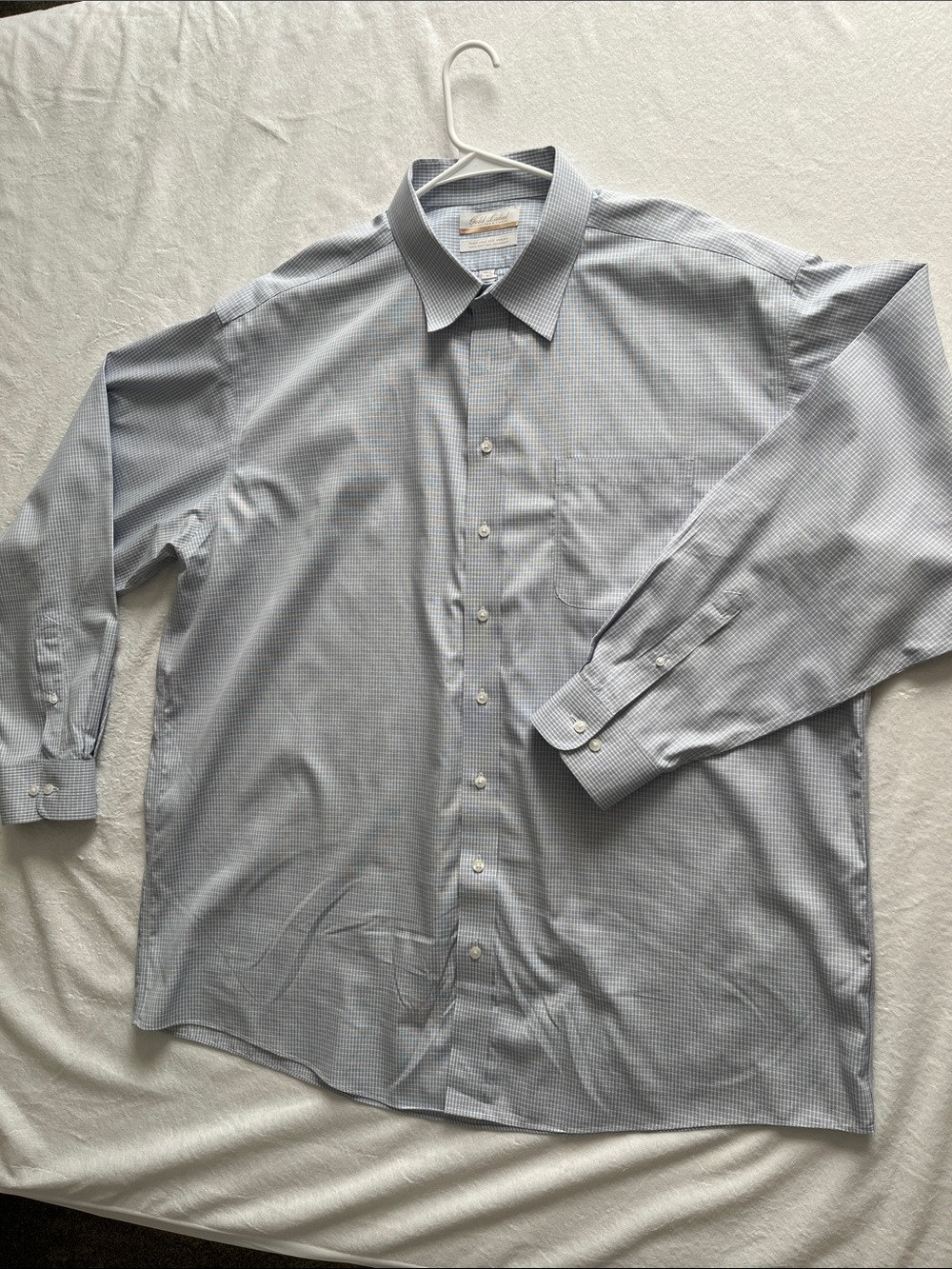 Roundtree & Yorke Light Blue Micro-Check Dress Shirt